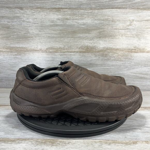 Crocs Men's Yukon Vista II Brown Leather Clogs Size 12 - Picture 3 of 8